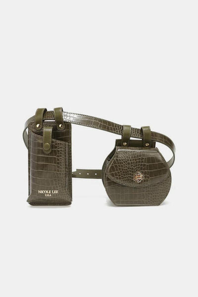 Nicole Lee USA 2 Piece Texture Belt Bag Olive One Size Bags