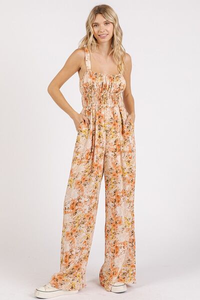 Mittoshop Flower Print Jumpsuit - Gathered Bust Sleeveless Style Jumpsuits