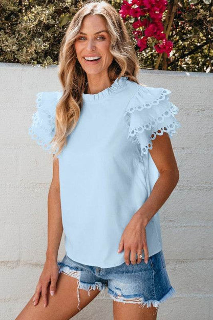 Jessie Layered Ric Rac Cap Sleeve Filled Neck Blou - Shop Style & More | Fresh Looks, Everyday Deals & Free Shipping