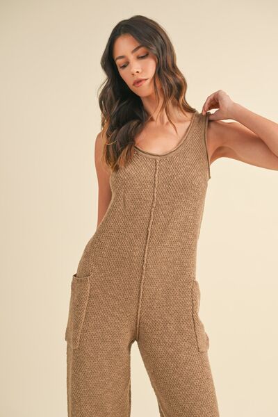 MABLE Sleeveless Knit Crop Jumpsuit with Pockets Jumpsuits