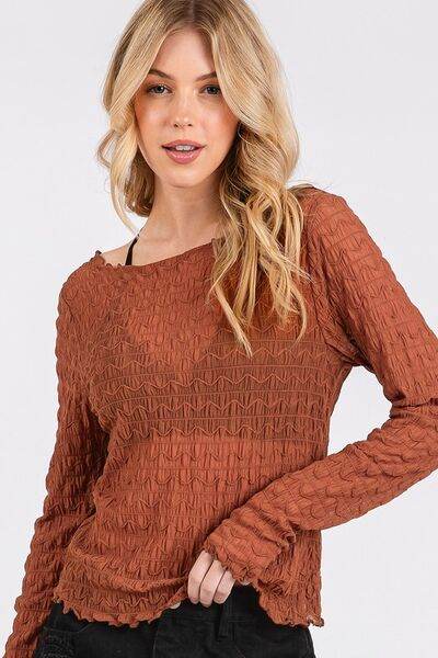 Mittoshop Lettuce Hem Boat Neck Long Sleeve Blouse - Shop Style & More | Fresh Looks, Everyday Deals & Free Shipping