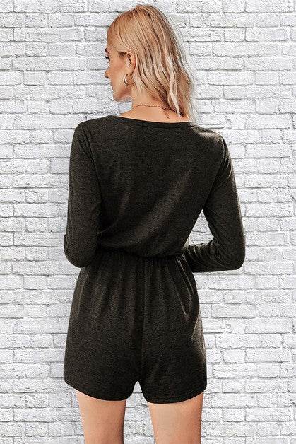 Button Down V Neck Solid Romper - Shop Style & More | Fresh Looks, Everyday Deals & Free Shipping