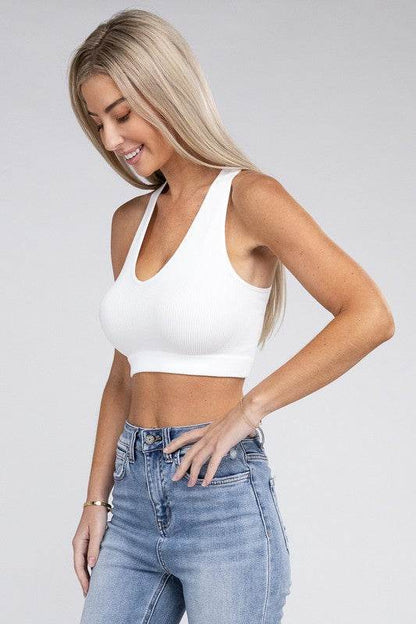 Ribbed Cropped Racerback Tank Top - Shop Style & More | Fresh Looks, Everyday Deals & Free Shipping