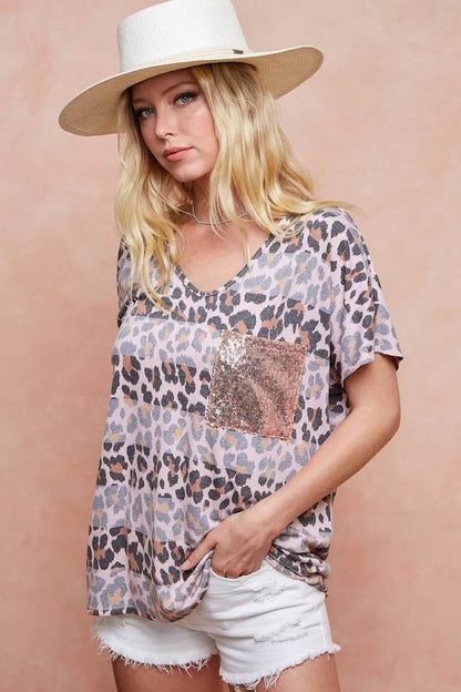 BiBi Leopard Stripe Printed Jersey T-Shirt - Shop Style & More | Fresh Looks, Everyday Deals & Free Shipping