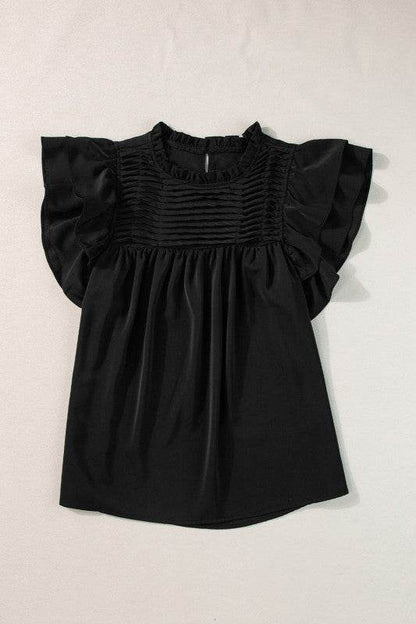 Dayana Ruffled Flutter Sleeve Pleated Blouse - Shop Style & More | Fresh Looks, Everyday Deals & Free Shipping