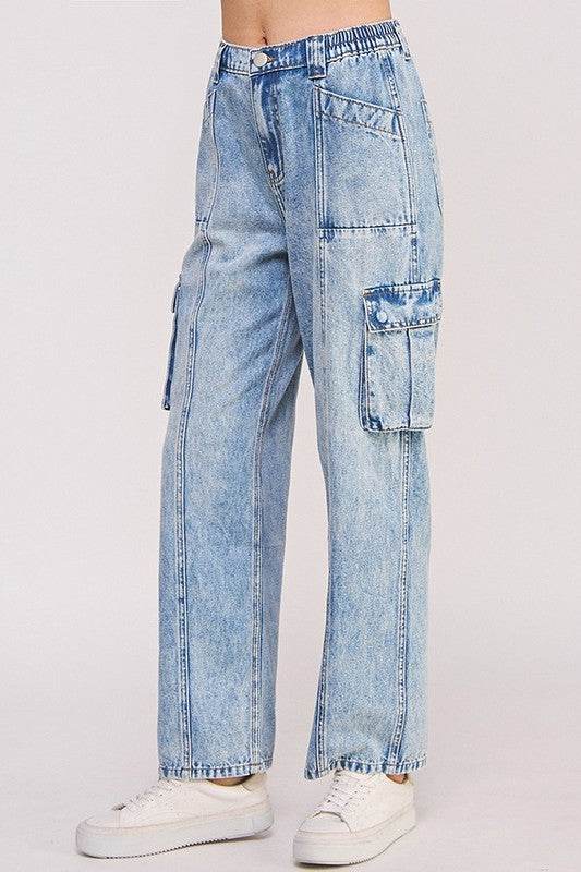 HIGH WAIST BAGGY DENIM CARGO ANKLE LENGTH TROUSERS - Shop Style & More | Fresh Looks, Everyday Deals & Free Shipping