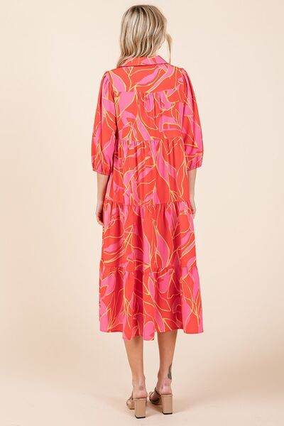 Mittoshop Tiered Printed Collared Neck Midi Dress - Shop Style & More | Fresh Looks, Everyday Deals & Free Shipping