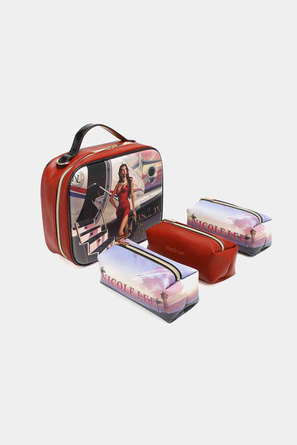 Nicole Lee USA Printed Handbag with Three Pouches Bags