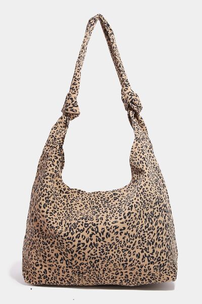 Fame Leopard Knotted Strap Shoulder Bag Camel One Size Bags