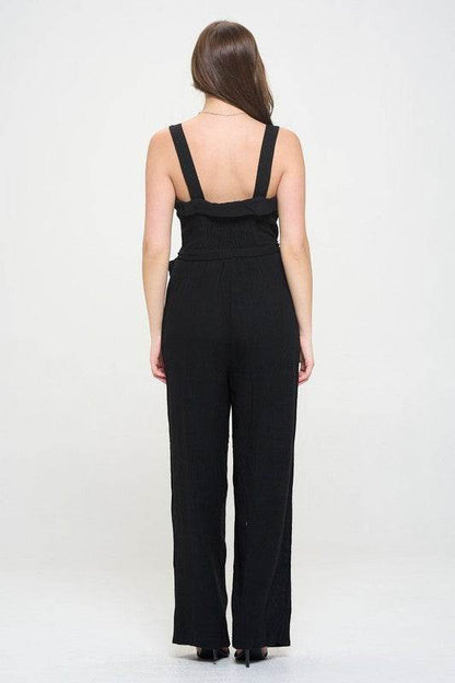 SLEEVELESS ADJUSTABLE STRAP BUTTON DOWN JUMPSUIT - Shop Style & More | Fresh Looks, Everyday Deals & Free Shipping
