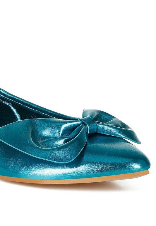 Bromelia Metallic Pleather Bow Ballerinas - Shop Style & More | Fresh Looks, Everyday Deals & Free Shipping