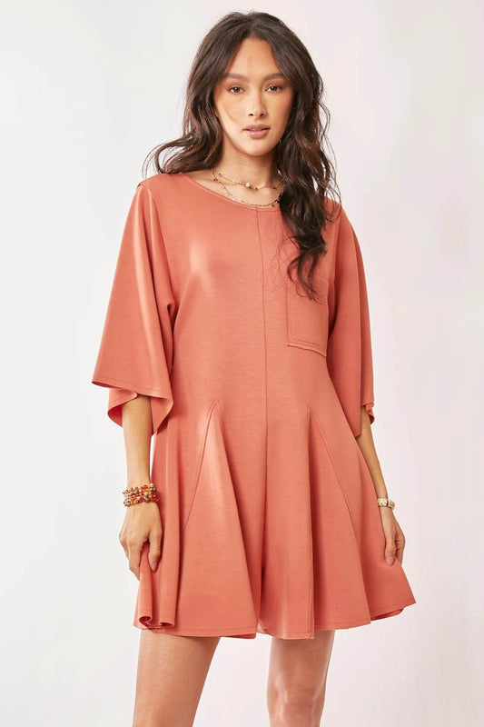 Davi & Dani Solid Draped Sleeve Ties Back Skort Romper - Shop Style & More | Fresh Looks, Everyday Deals & Free Shipping