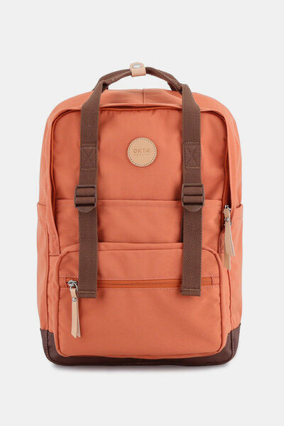 Himawari Waterproof Canvas Backpack Bag with Side Pockets Orange One Size Bags