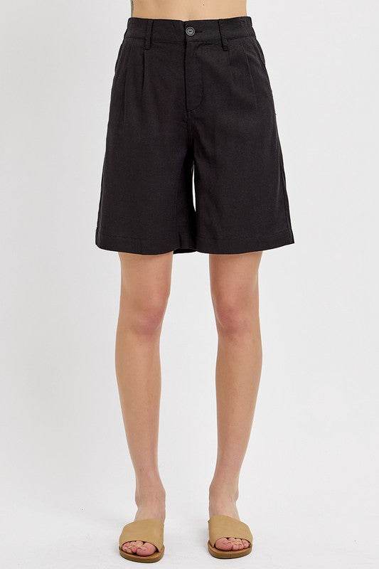 RISEN High Rise Pleated Front Shorts - Shop Style & More | Fresh Looks, Everyday Deals & Free Shipping