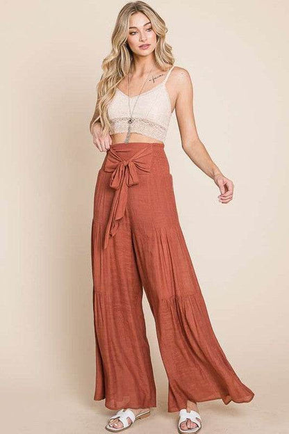 Tie front ruched waist back pants - Shop Style & More | Fresh Looks, Everyday Deals & Free Shipping