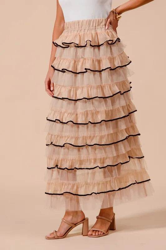 SO ME Layered Ruffled Tulle Maxi Skirt - Shop Style & More | Fresh Looks, Everyday Deals & Free Shipping