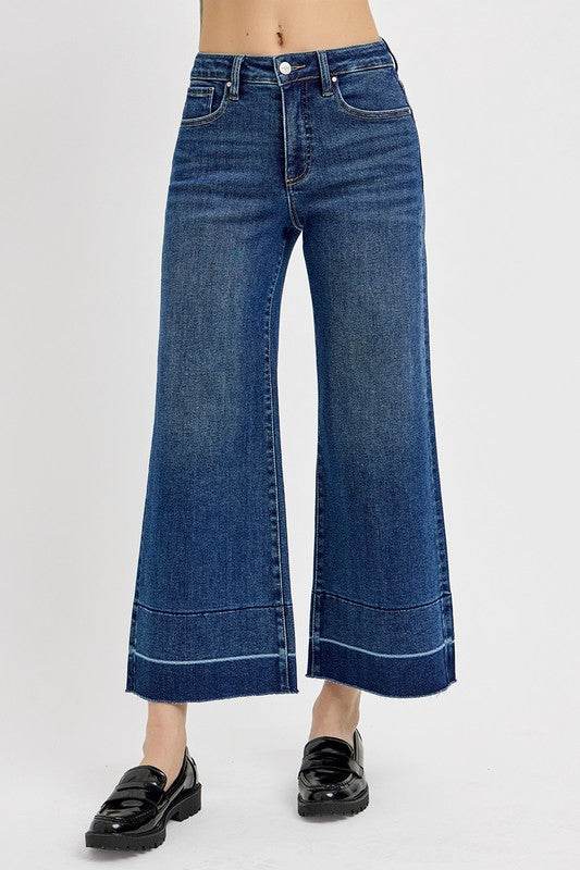 RISEN Full Size Tummy Control High Rise Crop Wide Hem Jeans Plus Size - Shop Style & More | Fresh Looks, Everyday Deals & Free Shipping