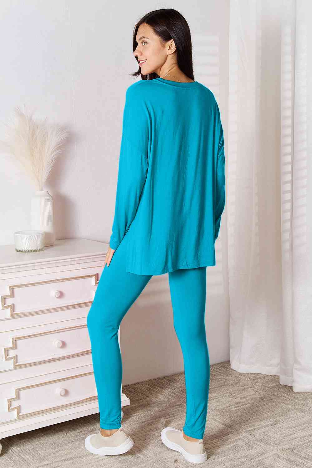 Basic Bae Full Size V-Neck Soft Rayon Long Sleeve Top and Pants Lounge Set Lounge Set