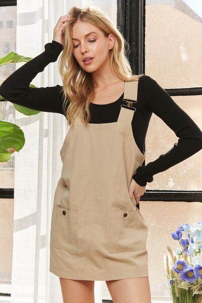 ADORA Adjustable Wide Strap Square Neck Overall Dress - Shop Style & More | Fresh Looks, Everyday Deals & Free Shipping
