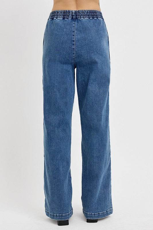 RISEN Full Size Elastic Waist Wide Leg Jeans Plus Size - Shop Style & More | Fresh Looks, Everyday Deals & Free Shipping
