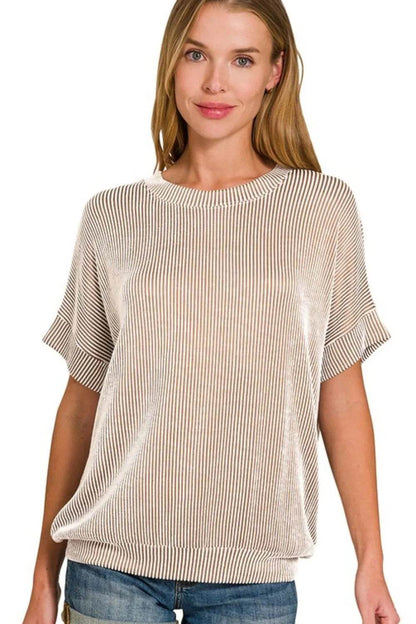 Zenana Corded Rib Short Sleeve T-Shirt - Shop Style & More | Fresh Looks, Everyday Deals & Free Shipping