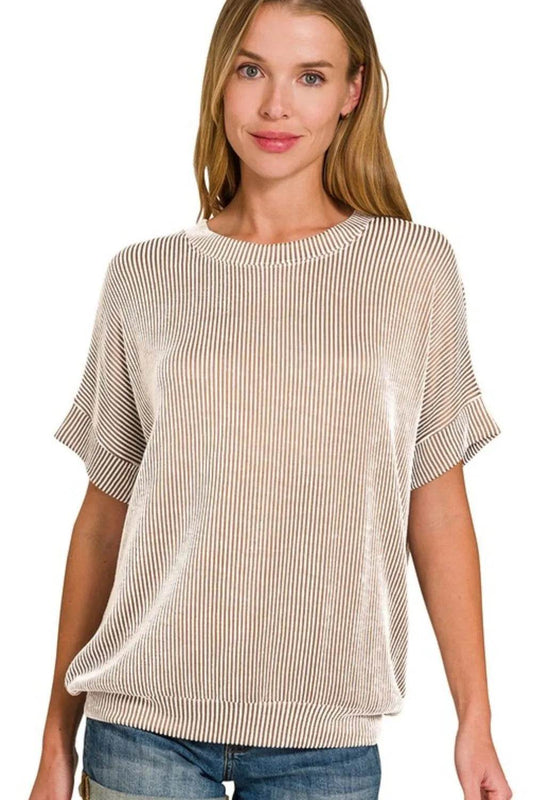 Zenana Corded Rib Short Sleeve T-Shirt - Shop Style & More | Fresh Looks, Everyday Deals & Free Shipping