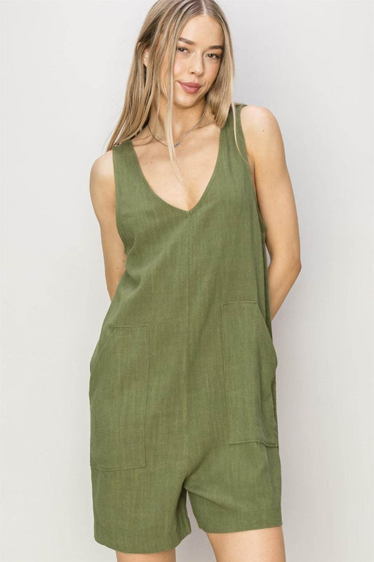 HYFVE V-Neck Sleeveless Romper with Pockets - Shop Style & More | Fresh Looks, Everyday Deals & Free Shipping
