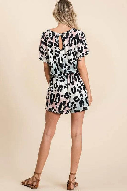 BiBi Gradation Leopard Soft Knit V-neck Romper - Shop Style & More | Fresh Looks, Everyday Deals & Free Shipping