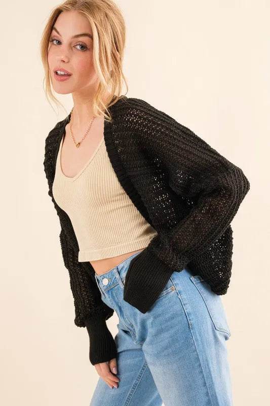 And The Why Fishnet Knitting Bolero Cardigan - Shop Style & More | Fresh Looks, Everyday Deals & Free Shipping