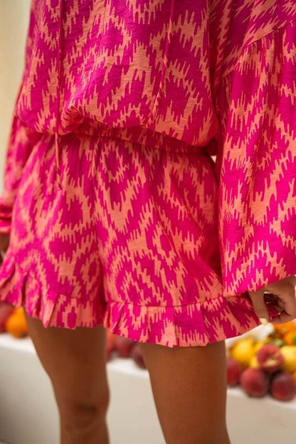 Aztec Geometric Print Top and Ruffled Shorts Set - Shop Style & More | Fresh Looks, Everyday Deals & Free Shipping
