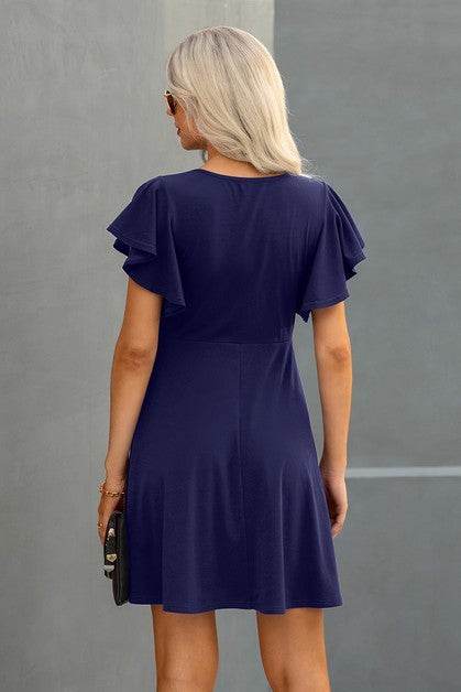 Elegant Solid Crew Neck Butterfly Sleeve Slim Dres - Shop Style & More | Fresh Looks, Everyday Deals & Free Shipping