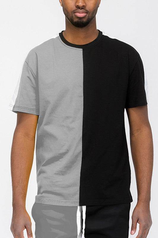 TWO TONE COLOR BLOCK SHORT SLEEVE TSHIRT - Shop Style & More | Fresh Looks, Everyday Deals & Free Shipping
