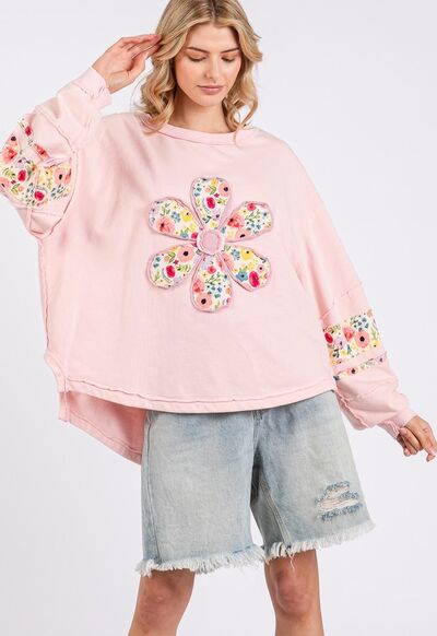 SAGE + FIG Daisy Patch Applique Long Sleeve Sweatshirt Hoodies & Sweaters