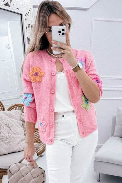 Knitted Floral Pattern Button Up Cardigan - Shop Style & More | Fresh Looks, Everyday Deals & Free Shipping