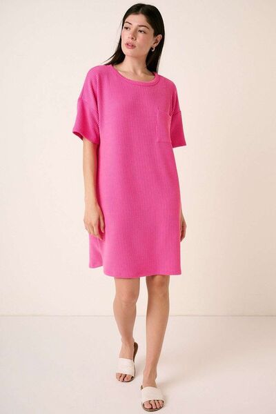 Mittoshop Urban Rib Knit Short Sleeve Tee Dress Casual Dresses