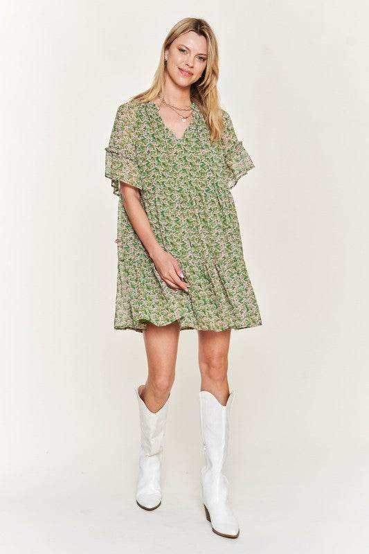 Floral print v-neck mini dress JBJ1054-1 - Shop Style & More | Fresh Looks, Everyday Deals & Free Shipping