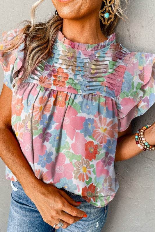 Dayana Ruffled Flutter Sleeve Pleated Blouse - Shop Style & More | Fresh Looks, Everyday Deals & Free Shipping