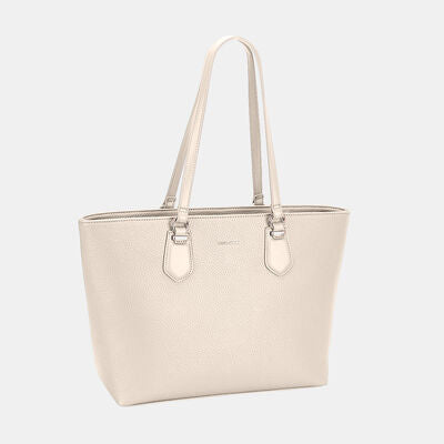 David Jones PU Leather Tote Bag Creamy White One Size Bags