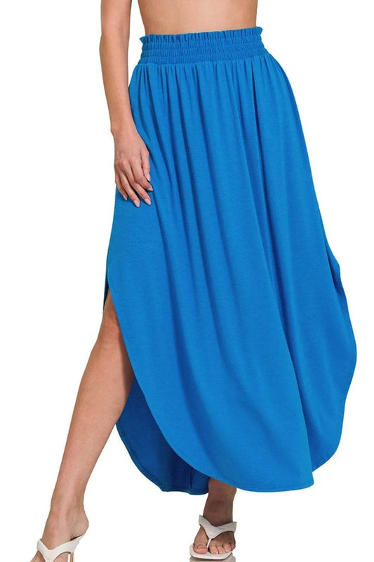 Zenana Smocked Waist Side Slit Maxi Skirt With Pockets - Shop Style & More | Fresh Looks, Everyday Deals & Free Shipping