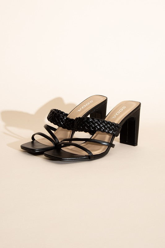 CARMEN-S Braided Strap Sandal Heels BLACK Heels