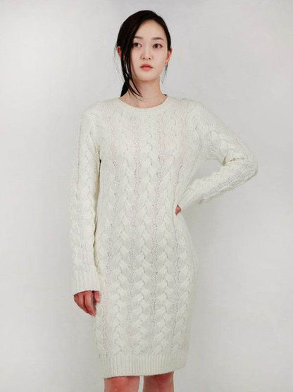Loose Fit Knee Length Heavy Cable Knitted Dress - Shop Style & More | Fresh Looks, Everyday Deals & Free Shipping