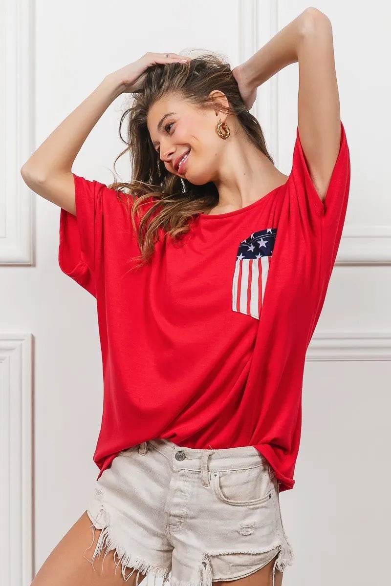 BiBi French Terry With Front Pocket Dolman Sleeves Top - Shop Style & More | Fresh Looks, Everyday Deals & Free Shipping
