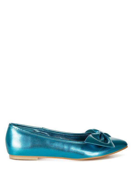 Bromelia Metallic Pleather Bow Ballerinas - Shop Style & More | Fresh Looks, Everyday Deals & Free Shipping