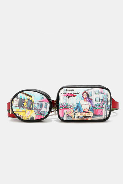 Nicole Lee USA Double Pouch Fanny Pack Cozy Street In Milan One Size Bags