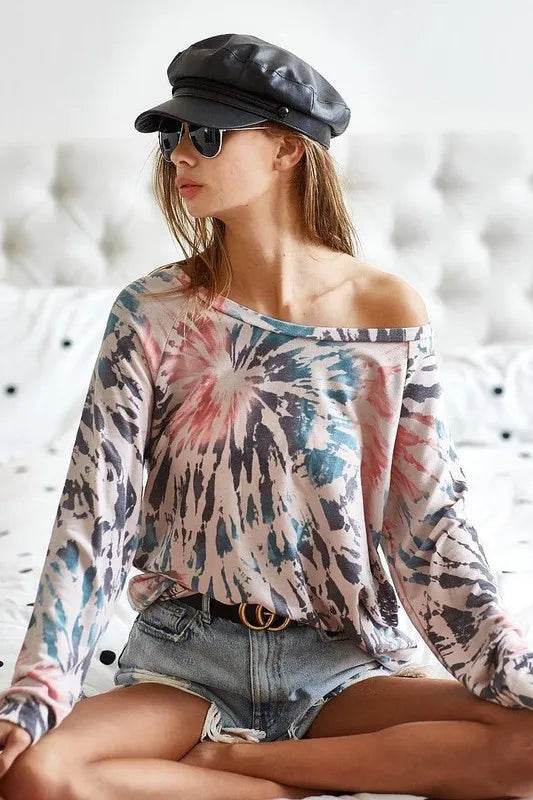 BiBi Tie Dye Terry Knit Terry Top - Shop Style & More | Fresh Looks, Everyday Deals & Free Shipping
